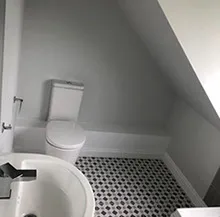 black and white tiled bathroom