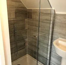 shower with glass partition