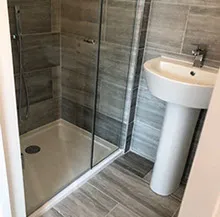 grey tiled bathroom